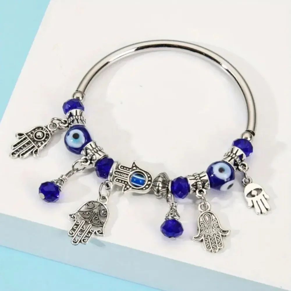 Evil Eye Silver Charm Bracelet